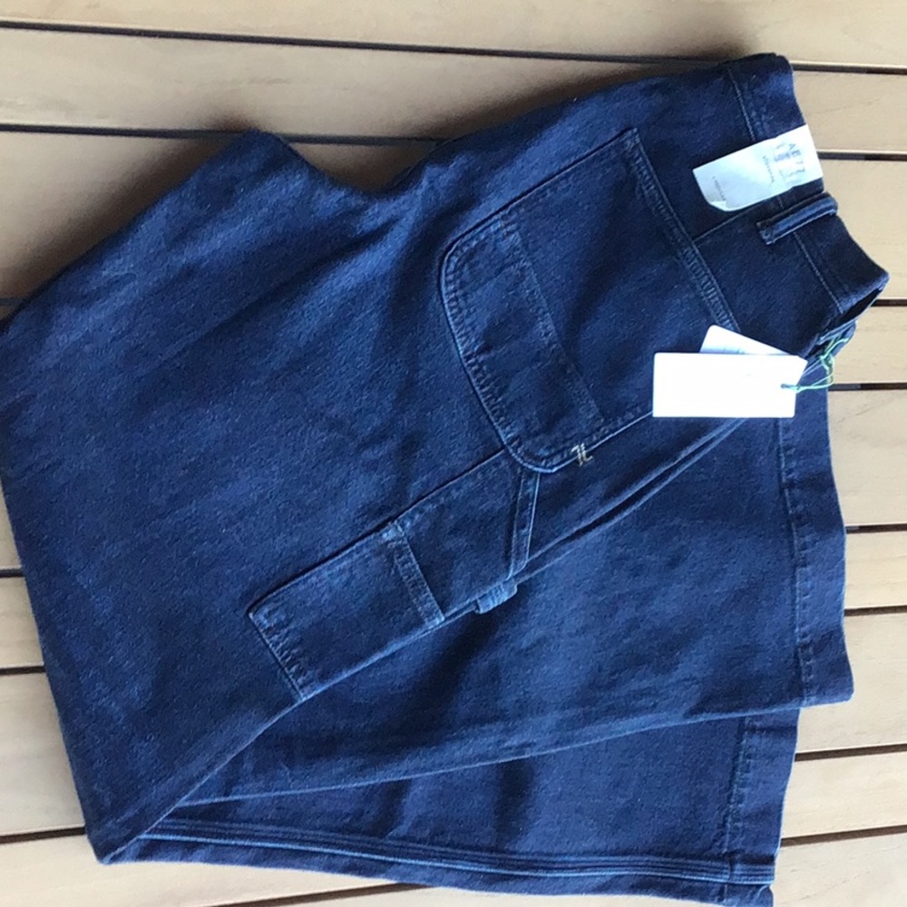 NWT AE77 Premium Stovepipe Jeans True Rinse Indigo Dye Blue Cargo Denim size 6